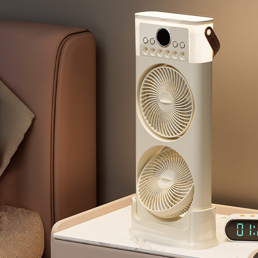MOPUEA Ventilatorkombigerät Luftkühler 4 in1 Klimaanlage mit Fernbedienung Kühlspray Timer leise, Ventilator Tischventilator Akku-Standventilator LED-Licht Wass – Bild 5 von 5