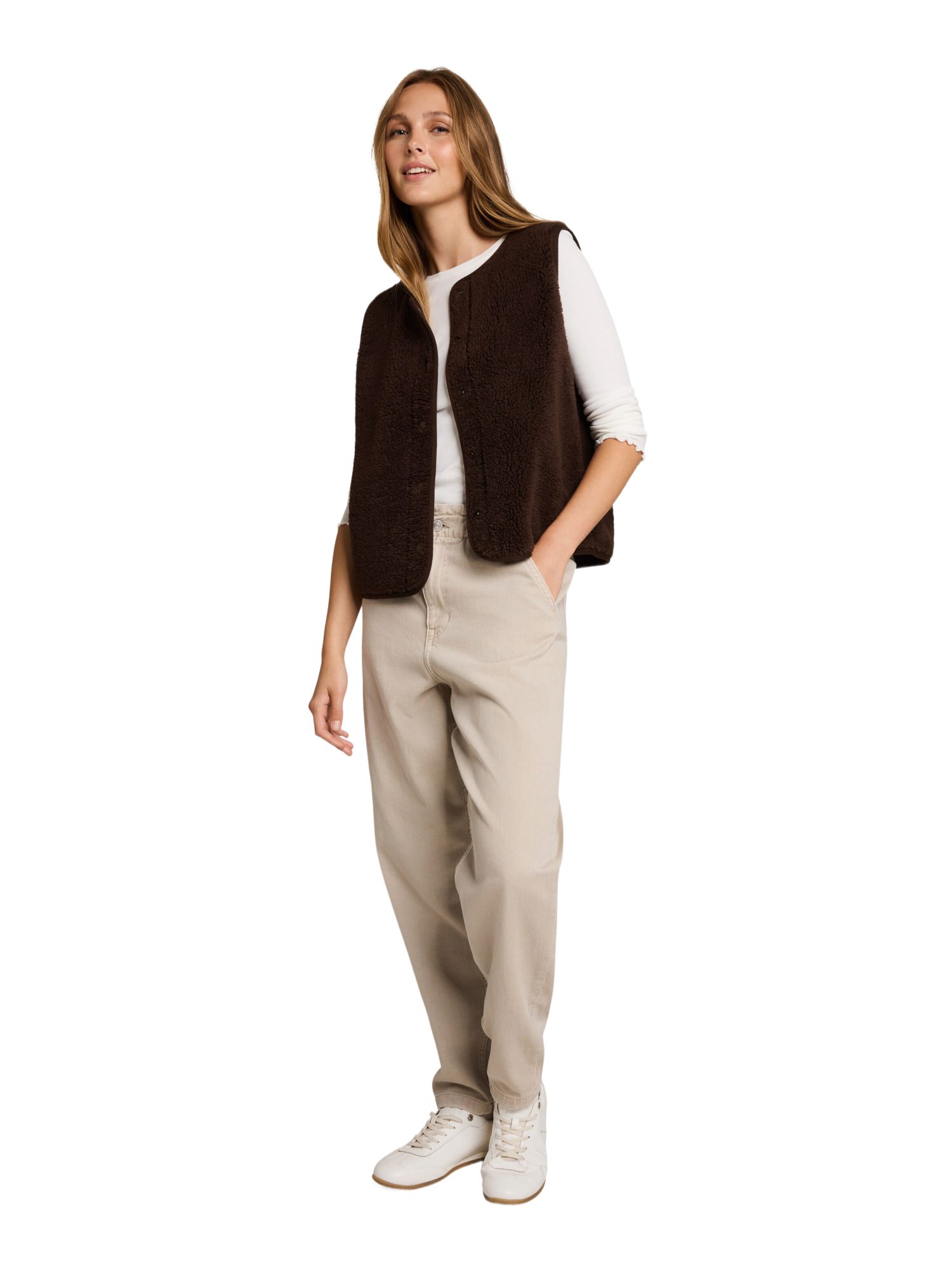 TOM TAILOR Denim Kurzweste N braun,Outdoor,Polyester,Unifarben,Rundhals,Ärmellos,Regular Fit