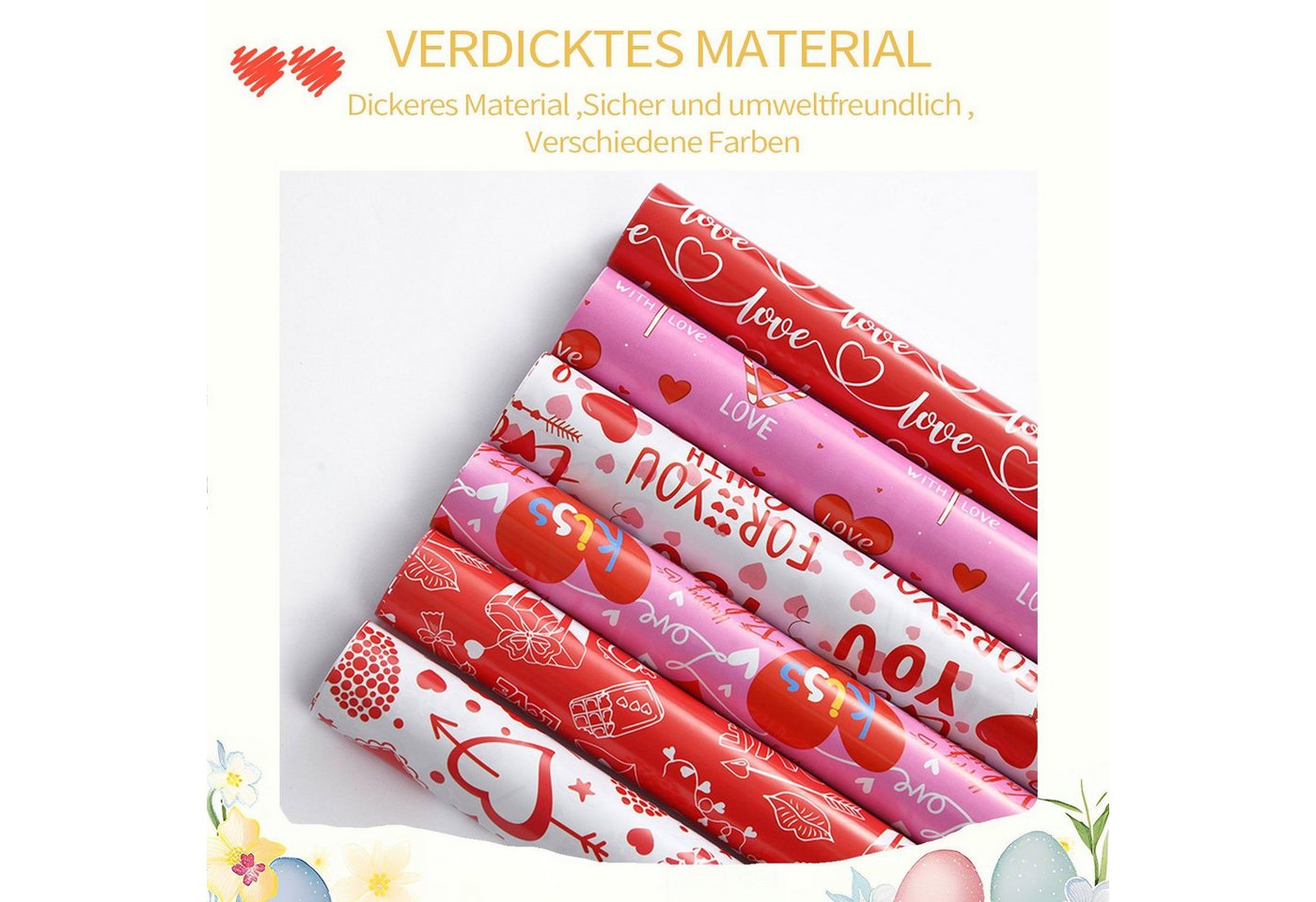 Thumbnail - FELIXLEO Geschenkpapier Valentinstag Geschenk Geschenkpapier Rolle 50*70cm 6 tlg, (1St)