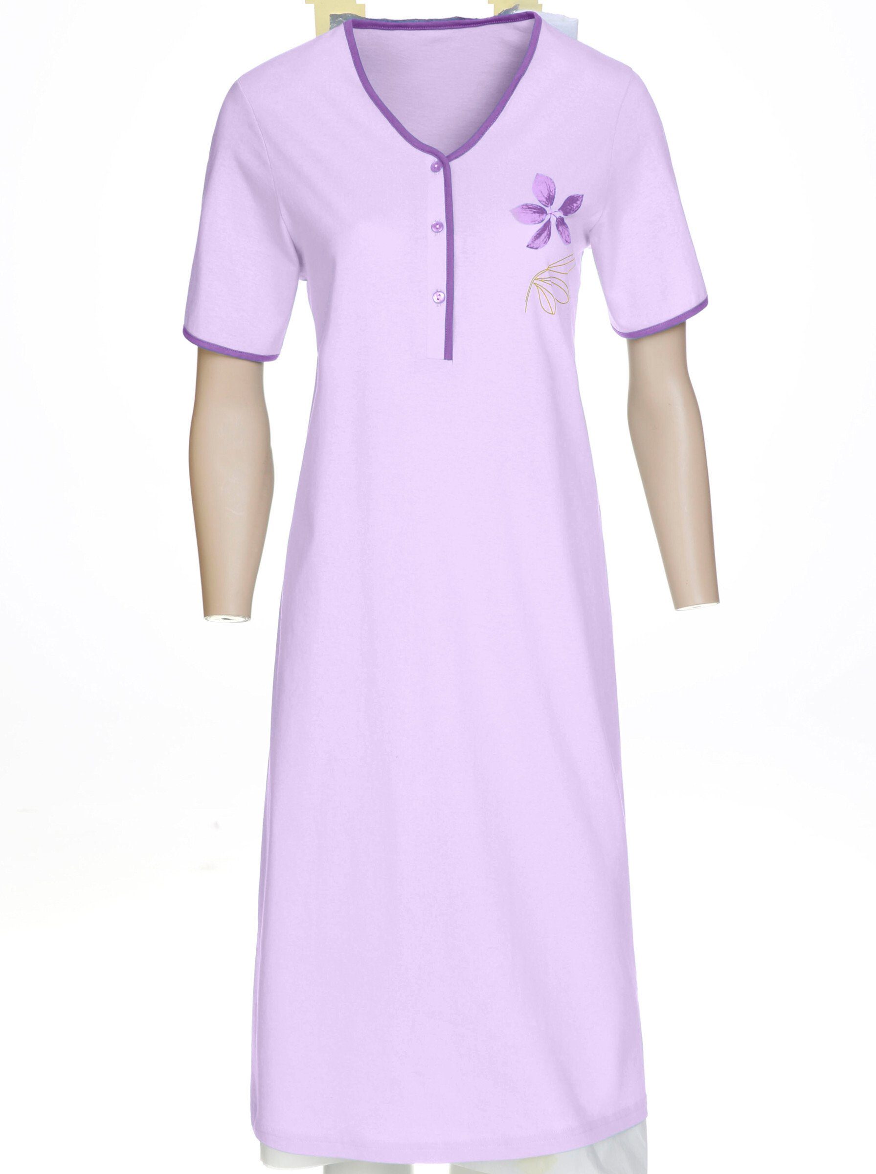 Nachthemd lila-bedruckt lila + Ascafa (2-tlg)