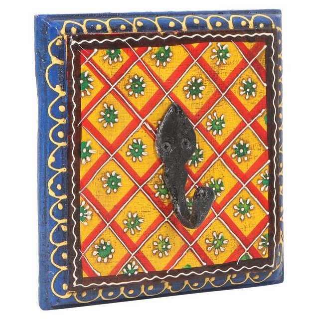 Casa Moro Garderobenleiste “Orientalische Kleiderhaken handbemalte Hakenleiste Vimala aus Massivholz handgeschnitzt in Indian Style, Vintage Kleiderhakenleiste”