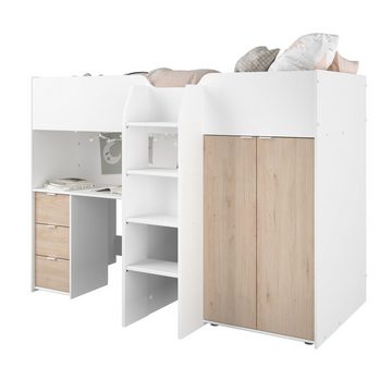 Kindermöbel 24 Hochbett Tom 1 90*200 cm inkl. Schrank und Tisch