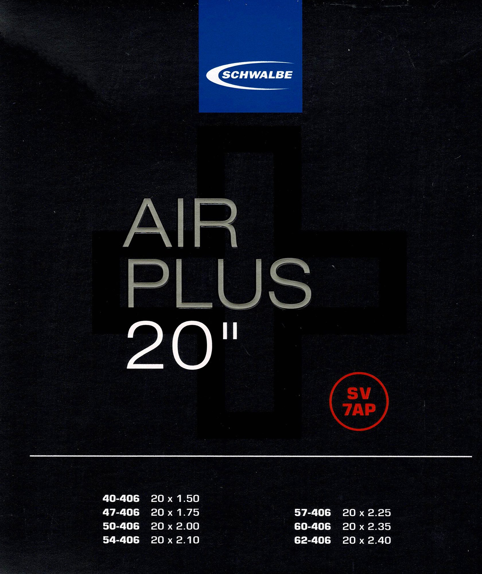 Fahrradschlauch Schwalbe Schlauch SV7AP 20 Zoll (40/62-406) Air Plus