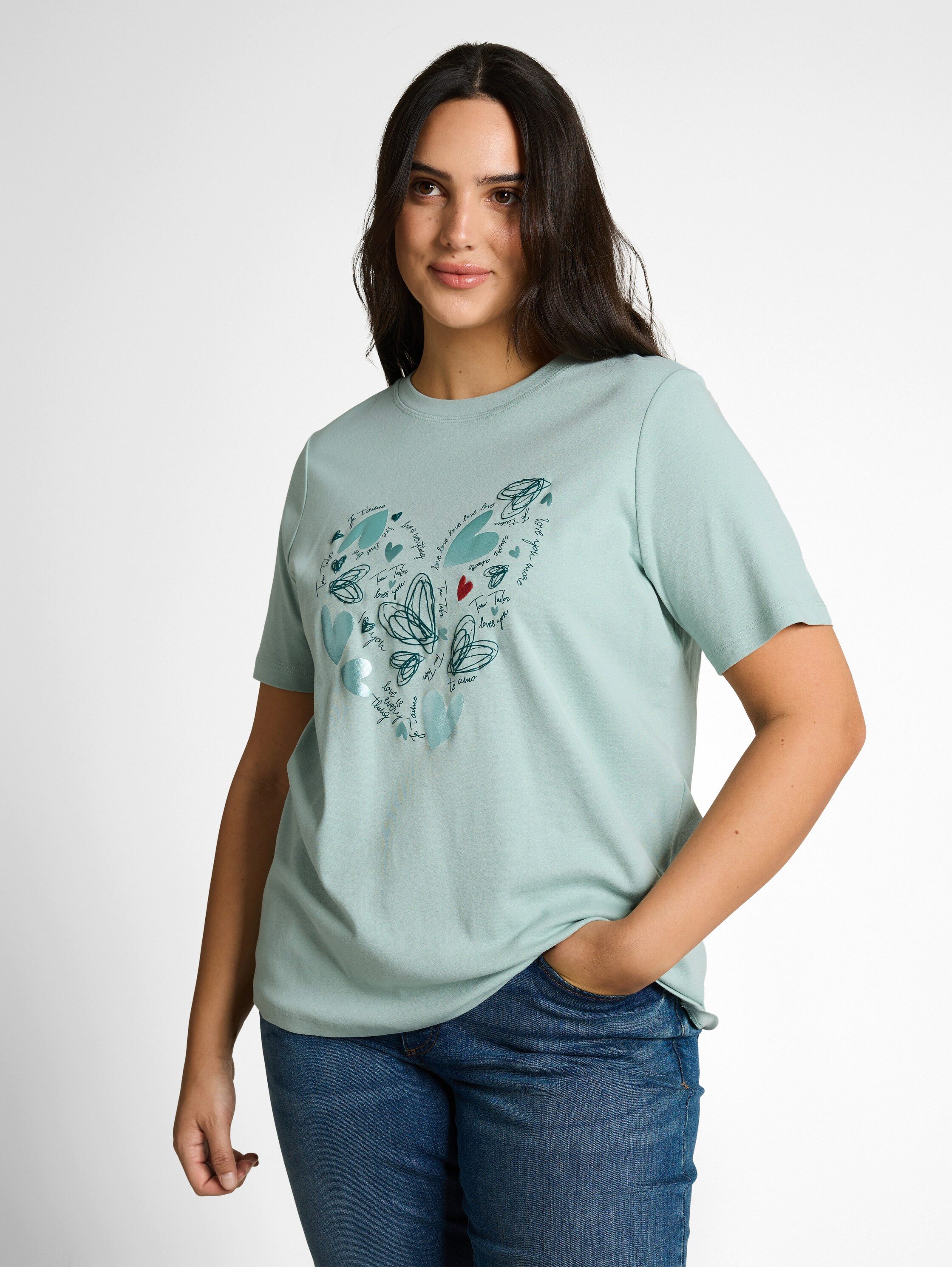 TOM TAILOR PLUS T-Shirt mit Glitzer-Print günstig online kaufen