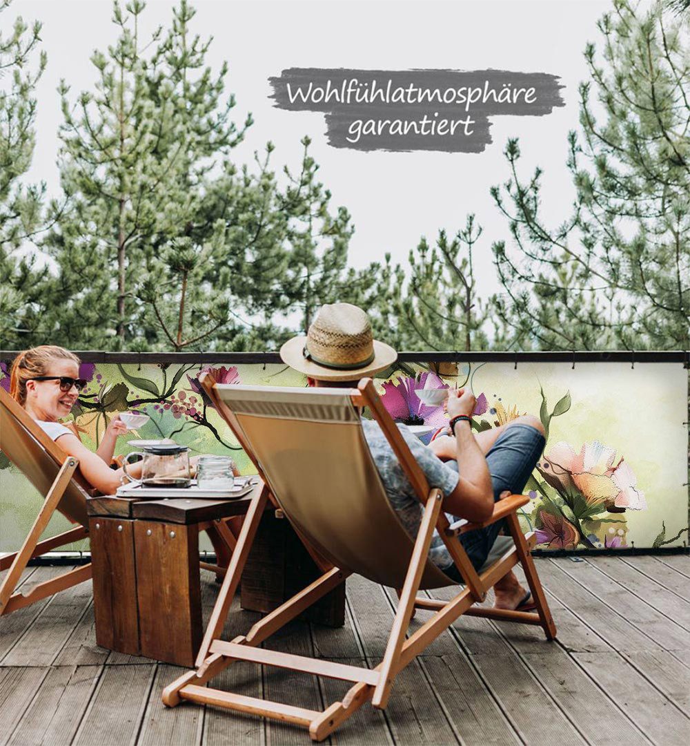 MyMaxxi Sichtschutzelement Balkonbanner Bunt blühende Blumenranke günstig online kaufen