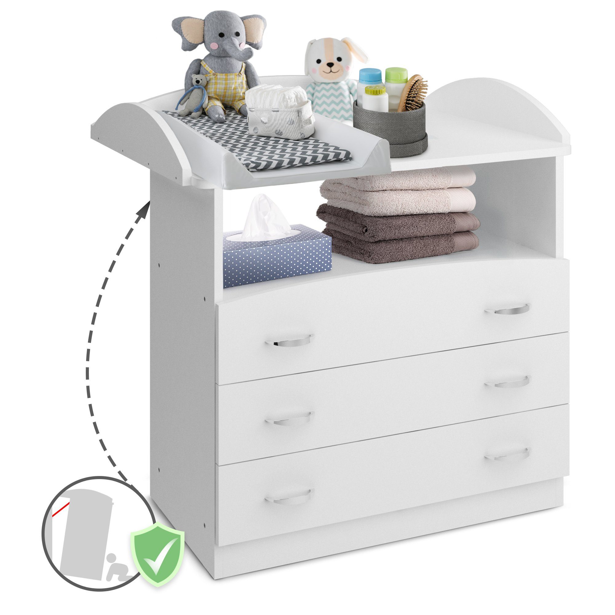 Infantastic Wickelkommode Wickelregal Baby Kommode Wickeltisch Aufsatz Weiß