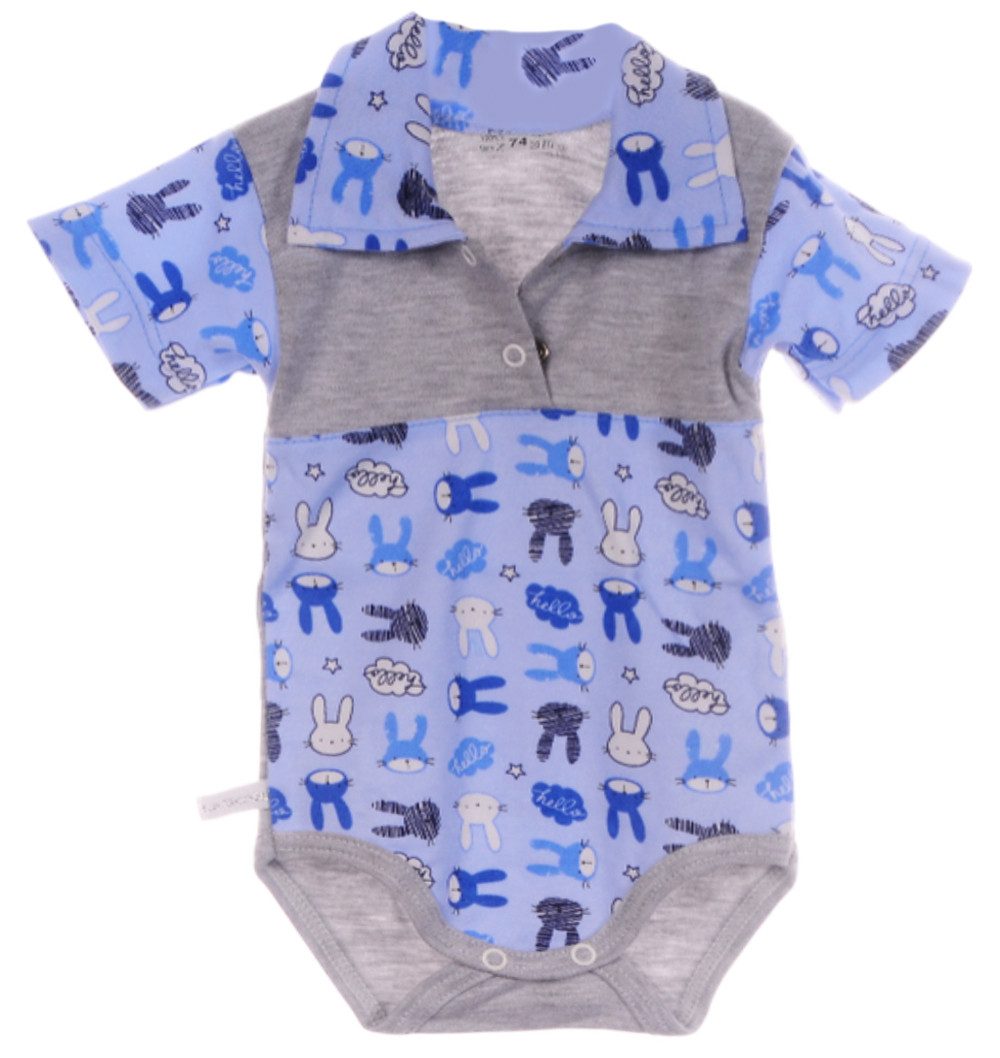 Body Baby Kurzarmbody mit Hasen Muster in Grau