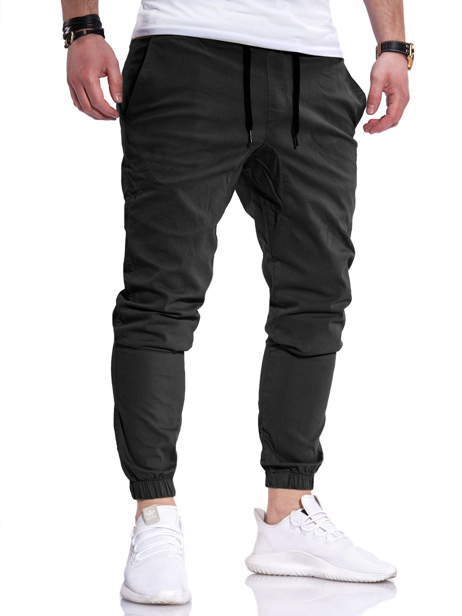 behype Chinohose MPC-60 Jogger-Hose mit elastischem Bund Schwarz