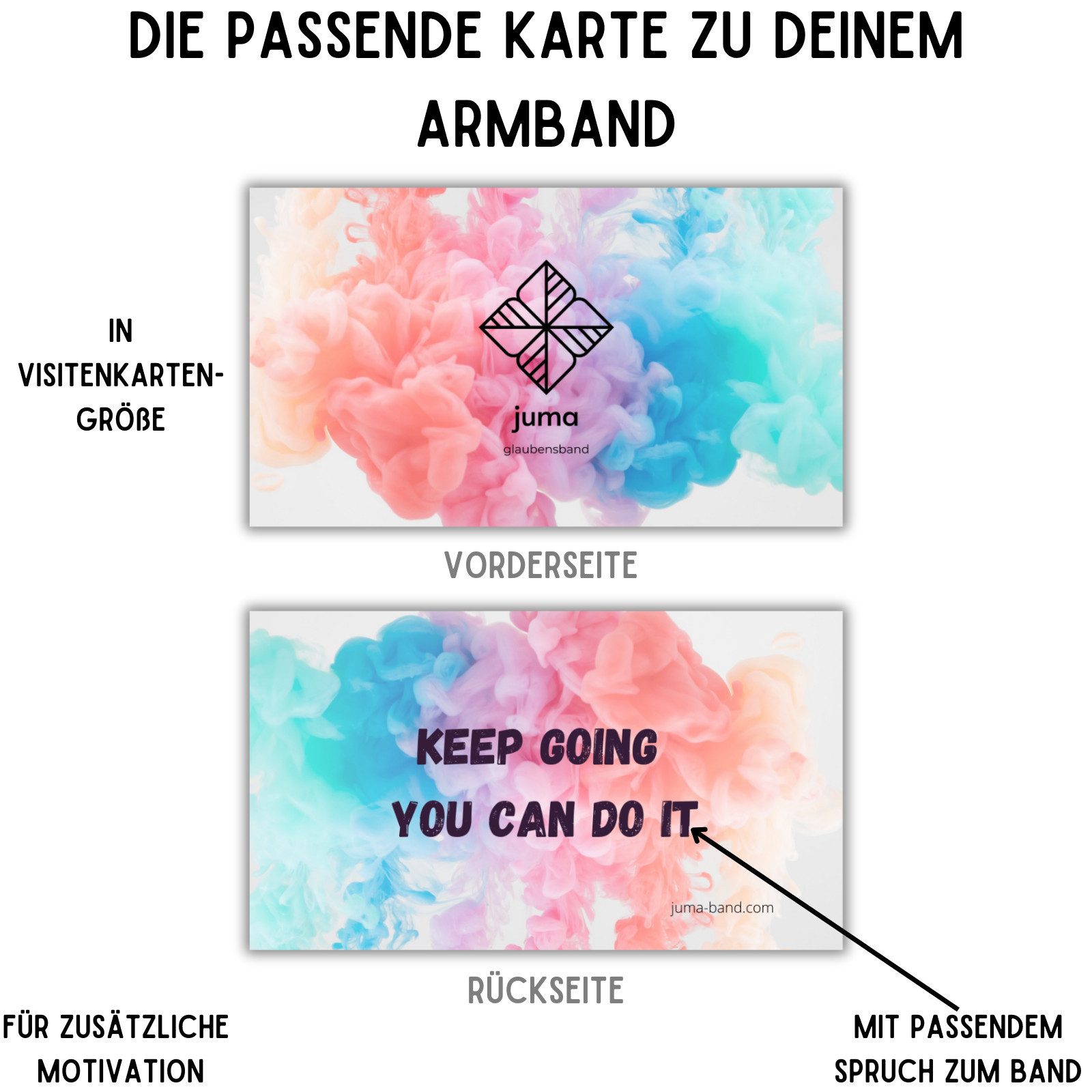 juma Armband glaubensband - Set Stärke - Motivations-Armbänder - Aus Stoff