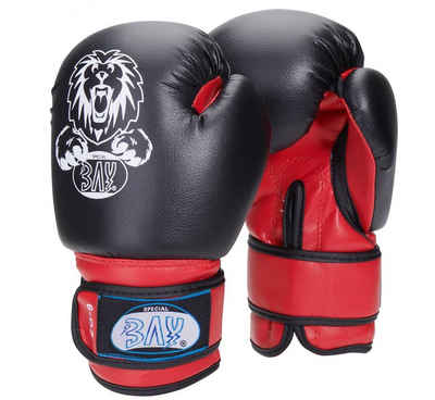 BAY-Sports Boxhandschuhe Leon Kinderboxhandschuhe schwarz/rot Kids Boxen Kickboxen