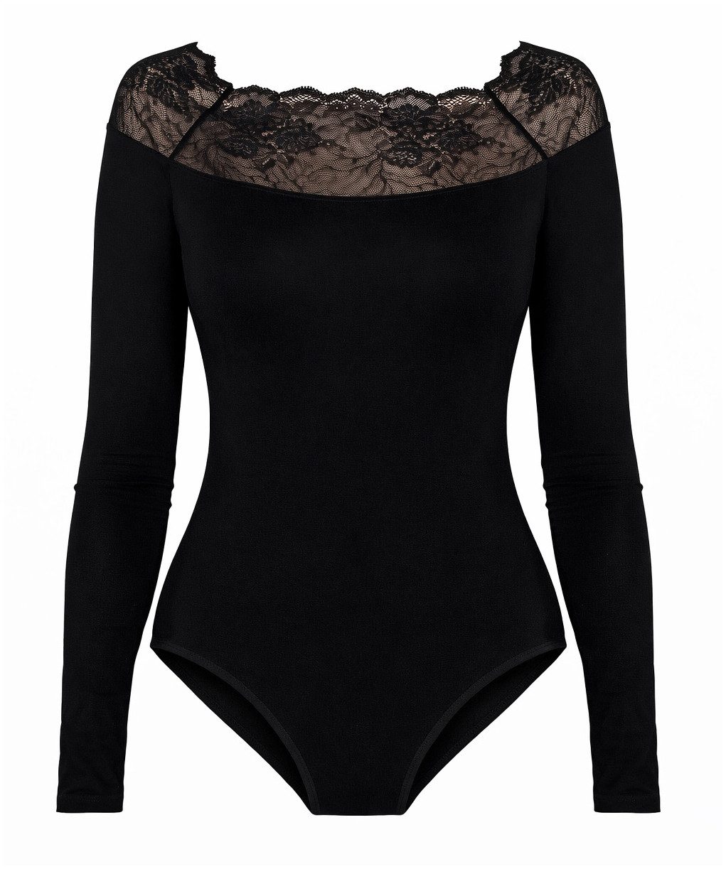Babell Langarmbody Damenbody, eleganter Ausschnitt