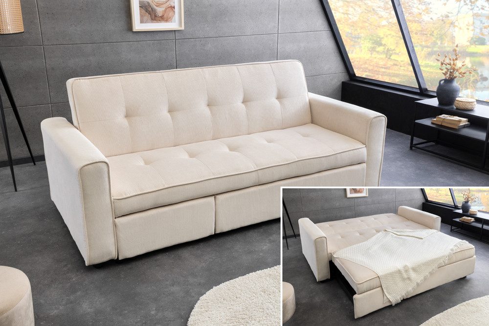 riess-ambiente Schlafsofa SMART 180cm beige – ausziehbar, Cord, 2-Sitzer Co günstig online kaufen