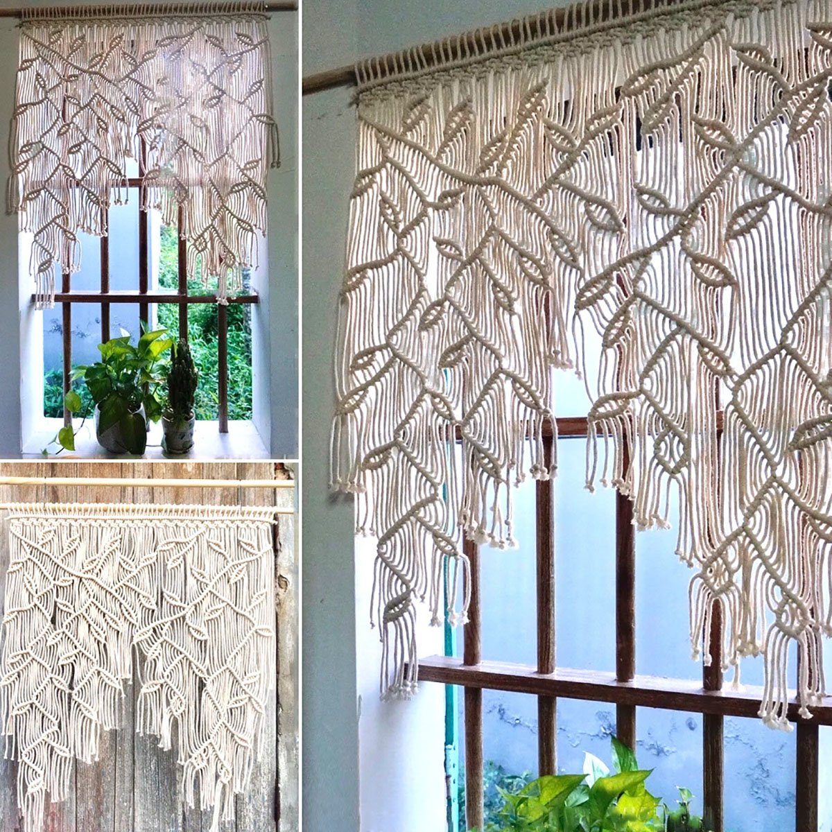 Scheibengardine gardinen Vorhang, CTGtree Blätter Kurz Gewebt Boho