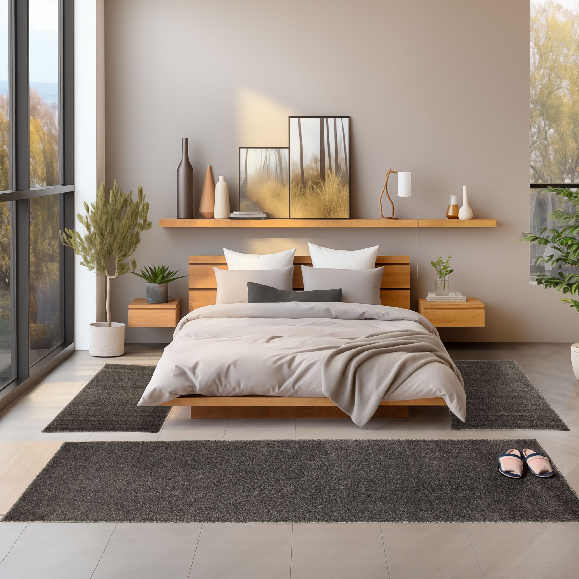 SIMPEX24 Kurzflor-Bettumrandung Unicolor - Einfarbig, Höhe 11 mm, (Bett-Set günstig online kaufen