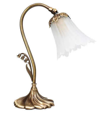 Licht-Erlebnisse Nachttischlampe TABLE LAMP, ohne Leuchtmittel, Tischlampe Messing floral NachtTischlampe E14 Lampe