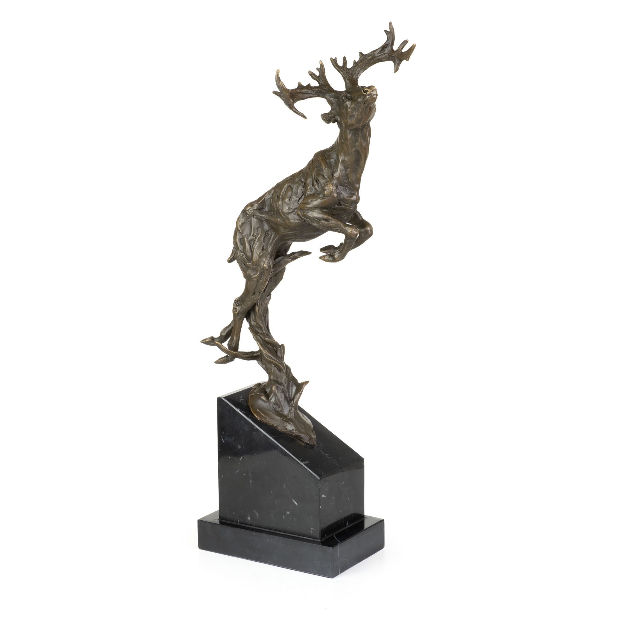 Moritz Tierfigur Röhrender Hirsch Dekofigur aus Bronze auf Marmorsockel 52 cm (Einzelartikel, kein Set)