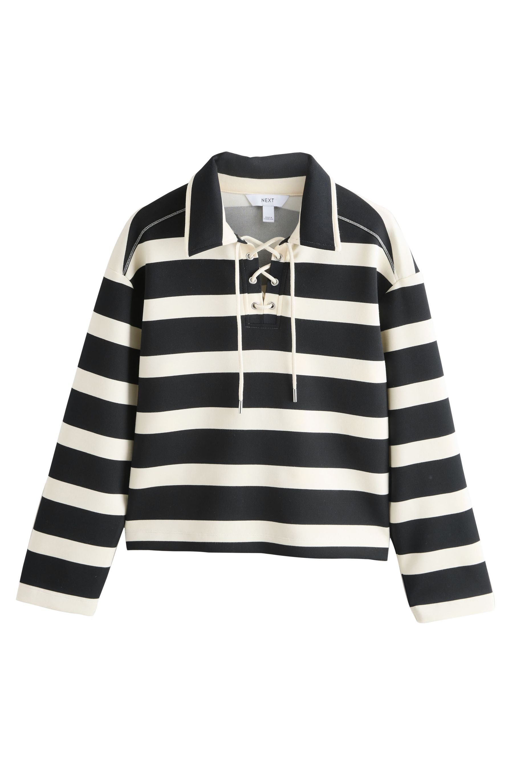 Next Rugbyshirt Gestreiftes Rugby-Oberteil mit Schnürung (1-tlg)