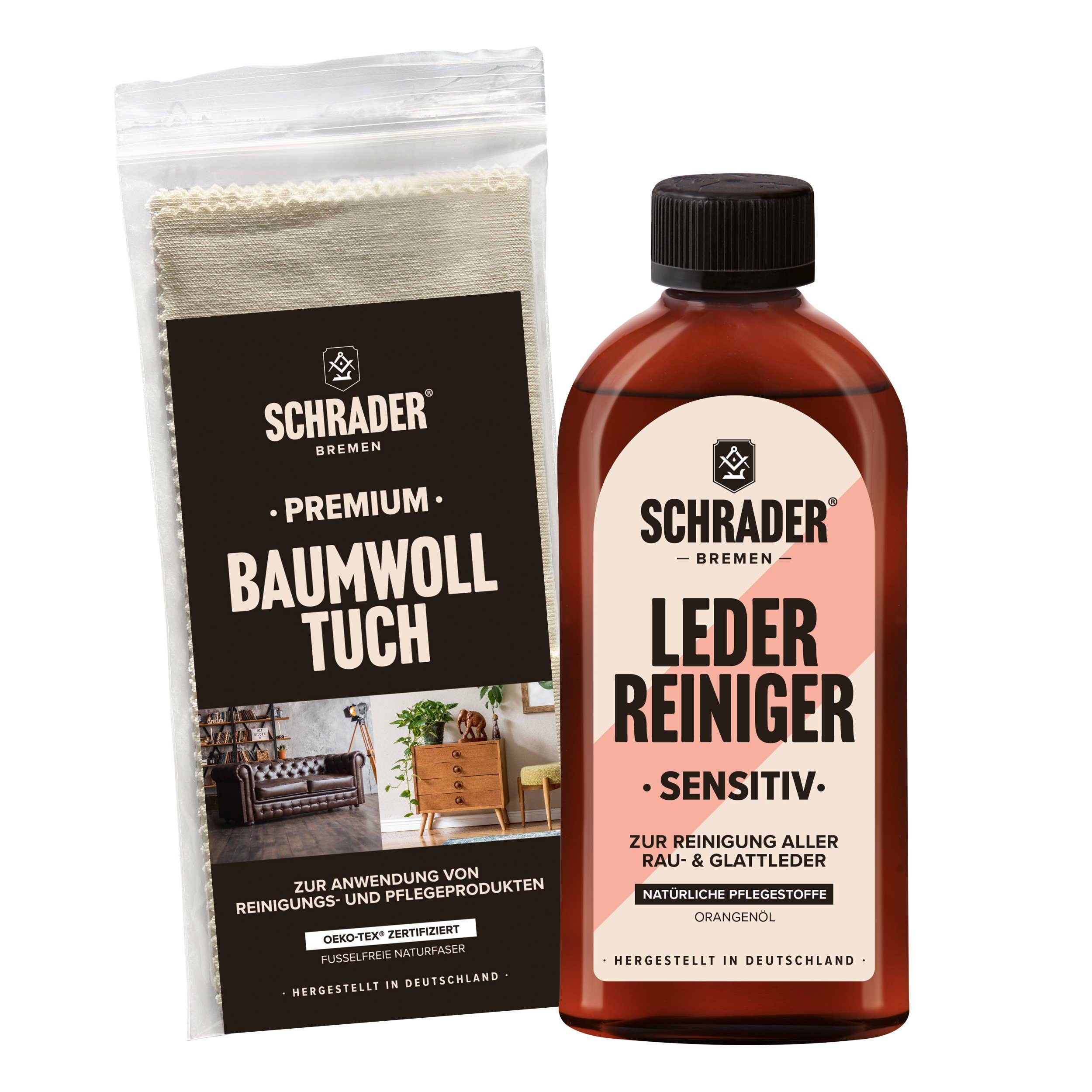 Leder Reiniger + Baumwolltuch - zweiteiliges Set Lederreiniger