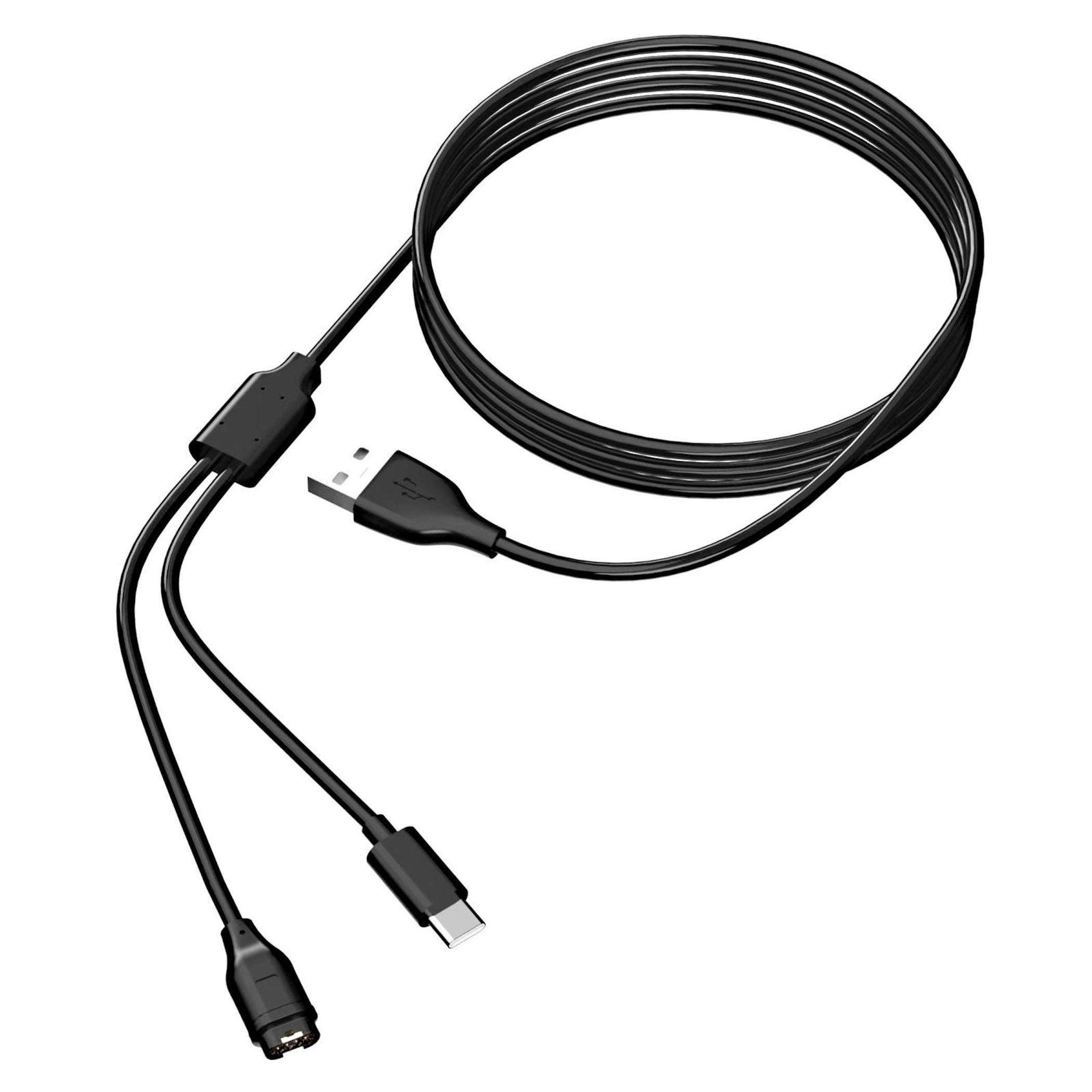 Wigento Ladekabel für Garmin Fenix 8 2 in 1 USB auf USB C 1.2 Meter Schwarz Stromadapter