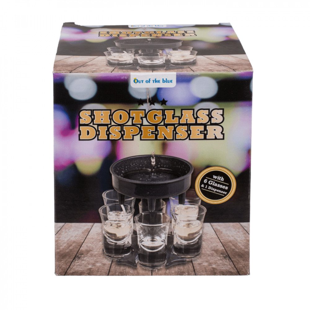 Out of the Blue Getränkespender Trinkspiele Schnapsglas Spender mit 6 Gläsern ca. 12,3 x 13,2 cm