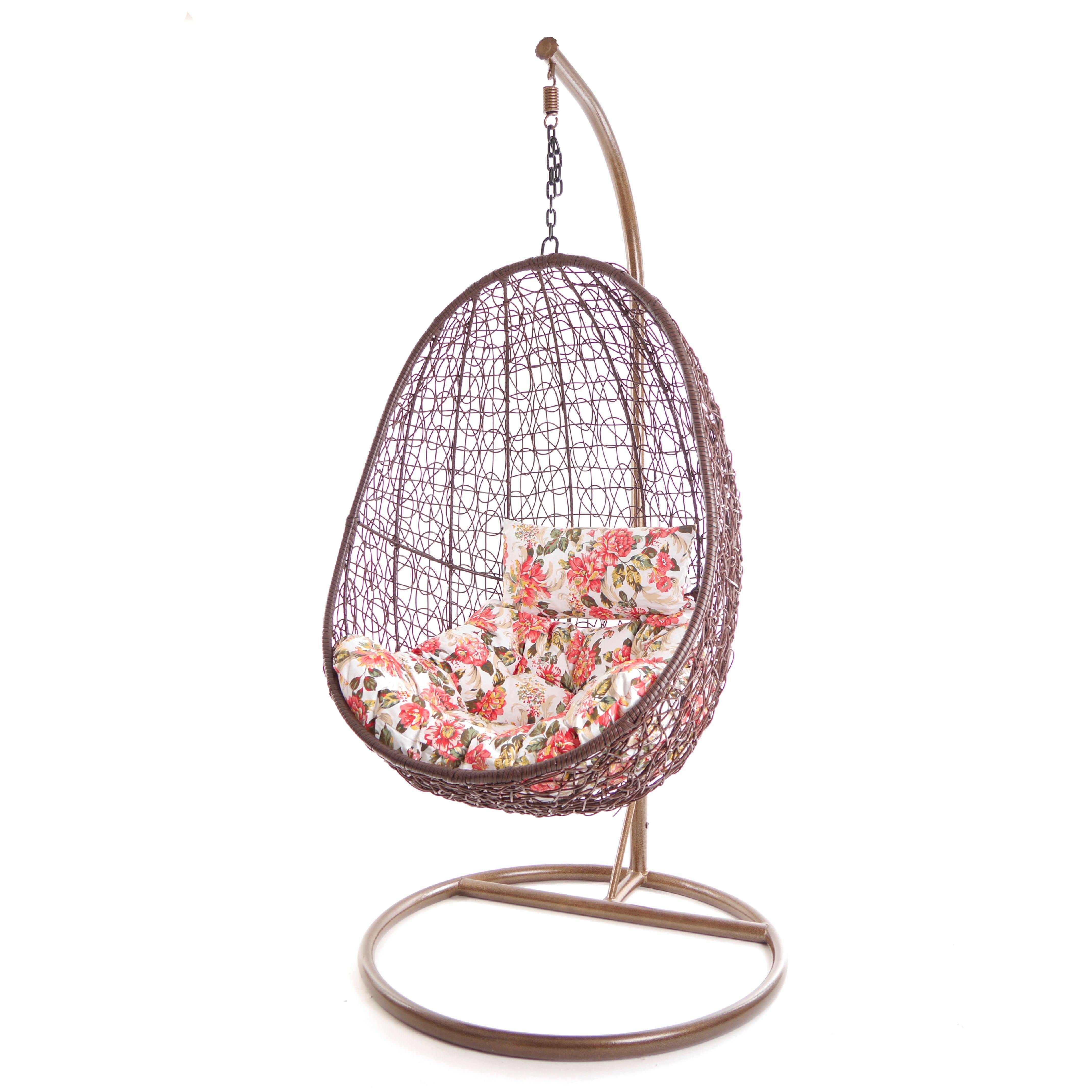 KIDEO Hängesessel Loungemöbel, Gestell Chesterstepp-Kissen und Komplettset, Hängesessel Kissen, (3762 summergarden) braun, CAPDEPERA blumenmuster inklusive Schwebesessel