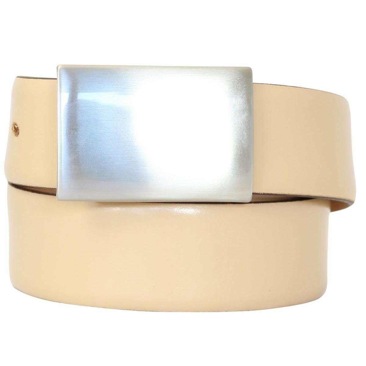 BELTINGER Ledergürtel Anzuggürtel mit Koppelschließe 3,5cm - Glatter Ledergürtel mit abgerun Beige