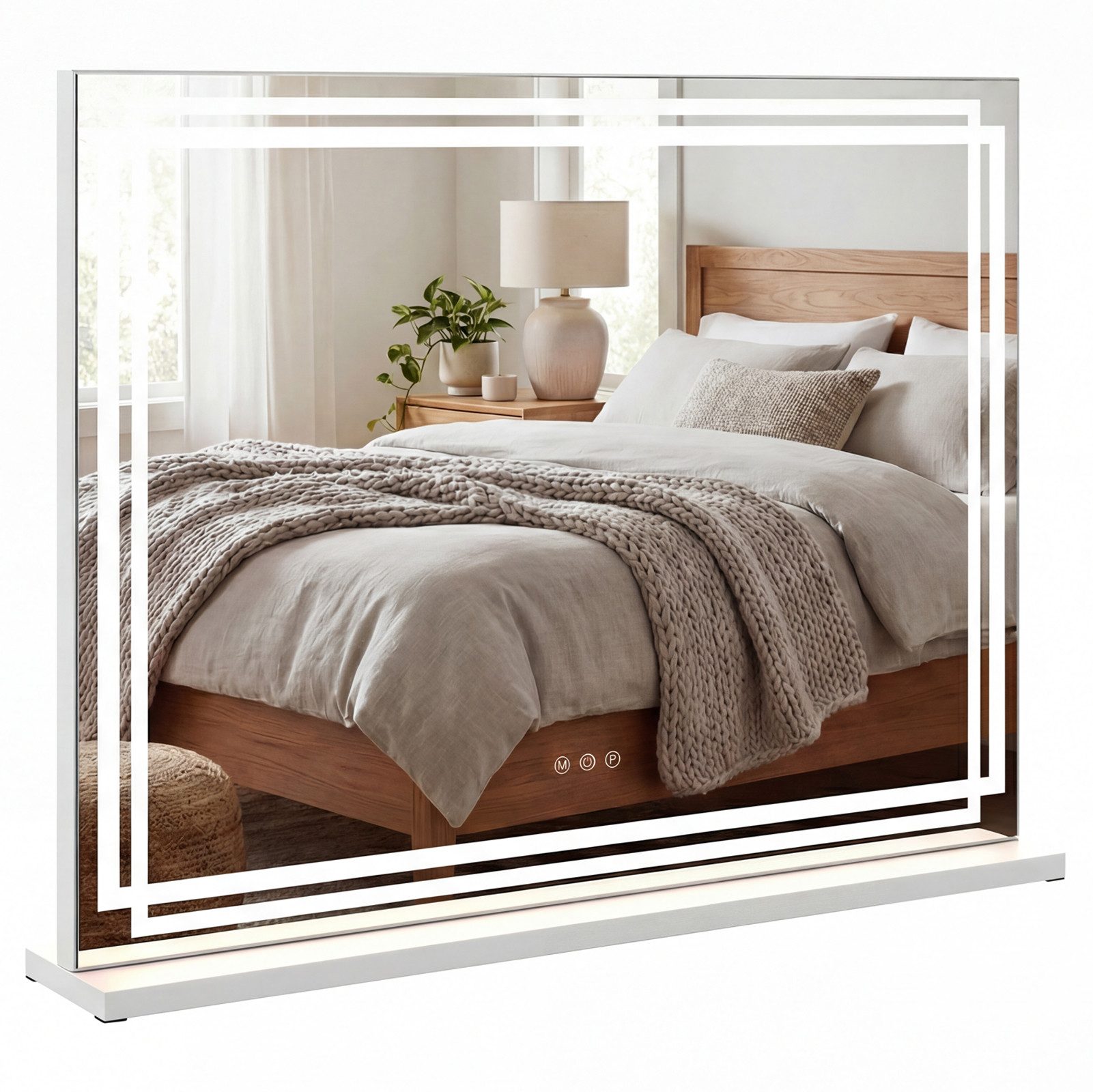 COSTWAY Schminkspiegel (1-St), LED Kosmetikspiegel, Hollywood Spiegel, dimmbar, 80x62cm