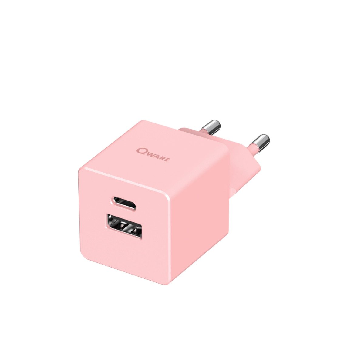 Qware Gaming Mini Dual Charger 20W PD – USB-C & USB Schnellladegerät - USB-Ladegerät (1-tlg., perfekt für effizientes Laden)