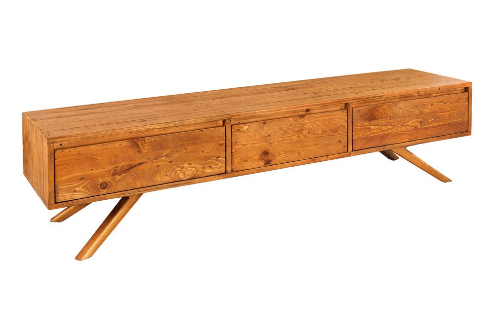 riess-ambiente Lowboard FINCA 180cm vintage braun · TV-Schrank aus recyceltem Pinienholz (Einzelartikel, 1 St), Massivholz · 3 Schubladen · stehend · Wohnzimmer · Landhausstil