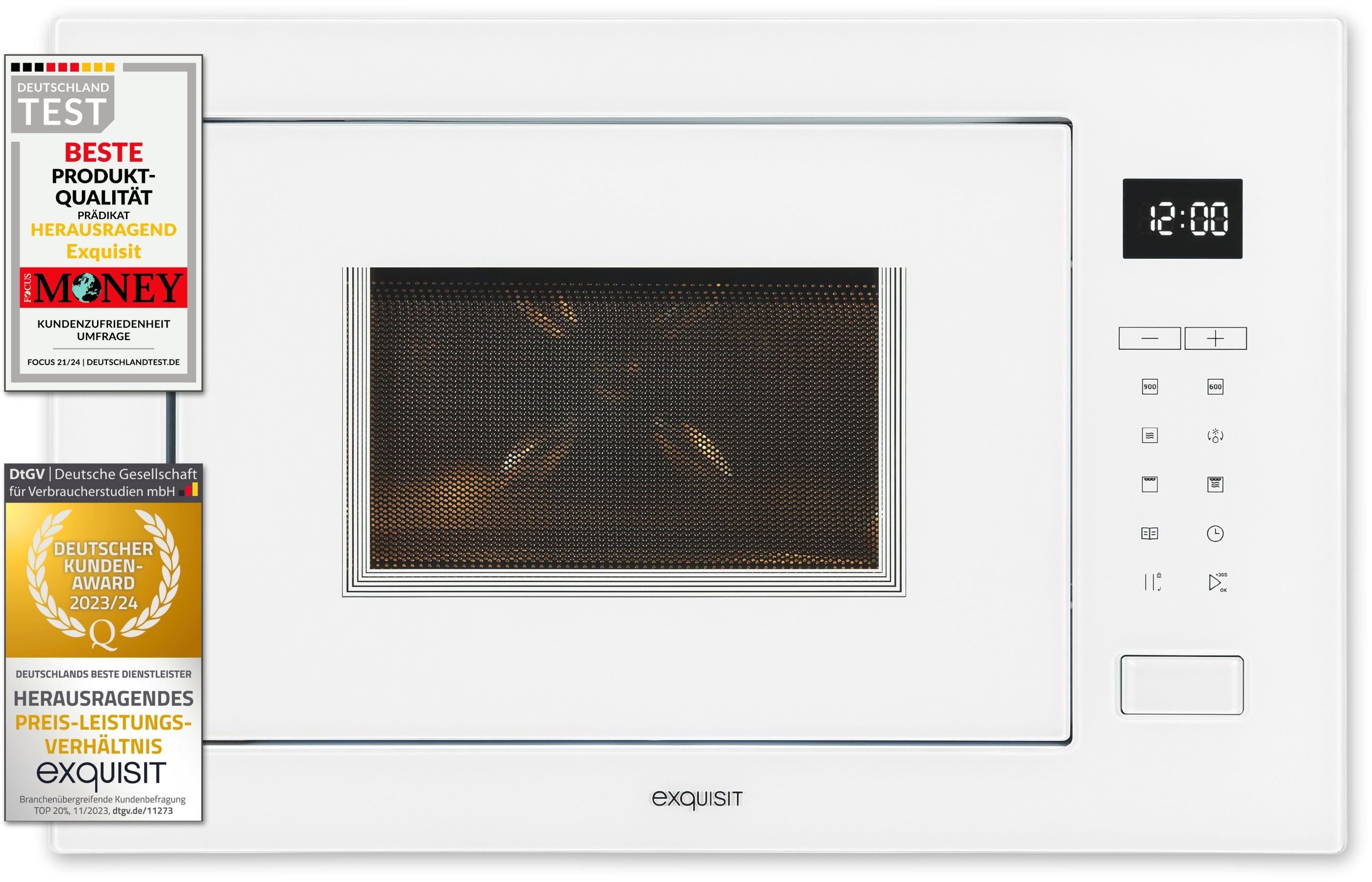 exquisit Einbau-Mikrowelle EMW25-G-020, Grill, Mikrowelle, 25 l, 2-in-1 Gerät: Aufwärmen oder Grillen – Genuss im Handumdrehen