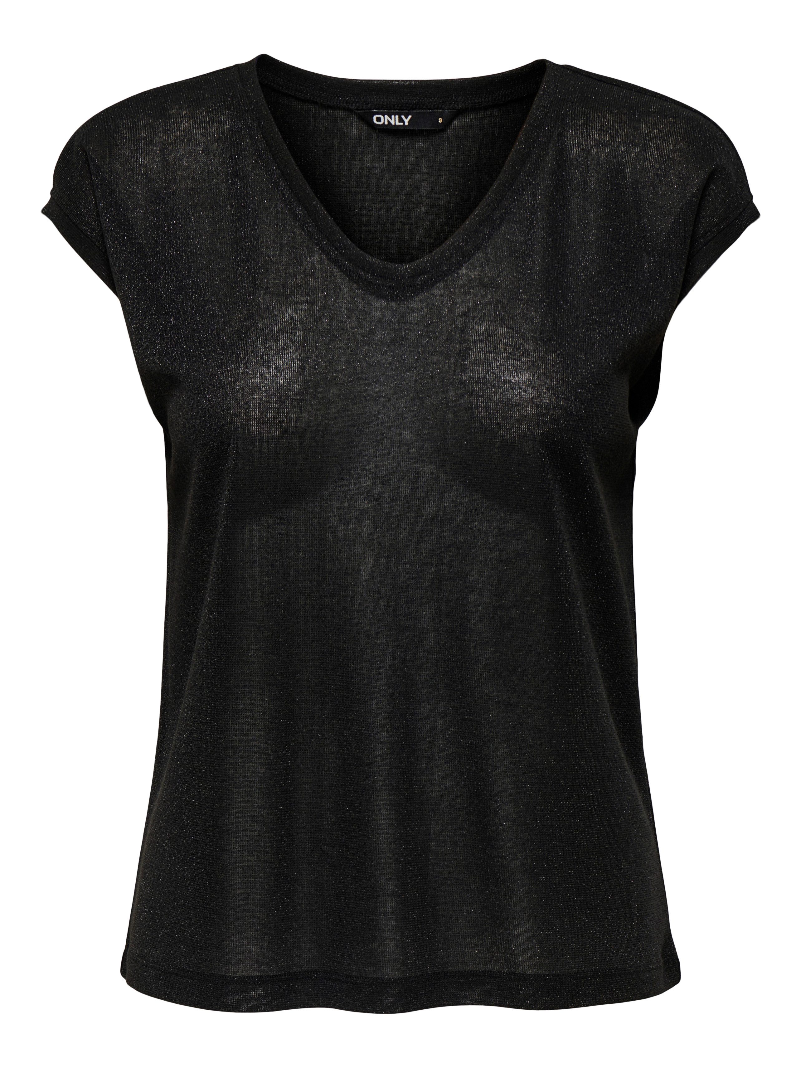 ONLY CARMAKOMA Kurzarmshirt CARSILVERY S/S V NECK LUREX TOP JRS NOOS günstig online kaufen