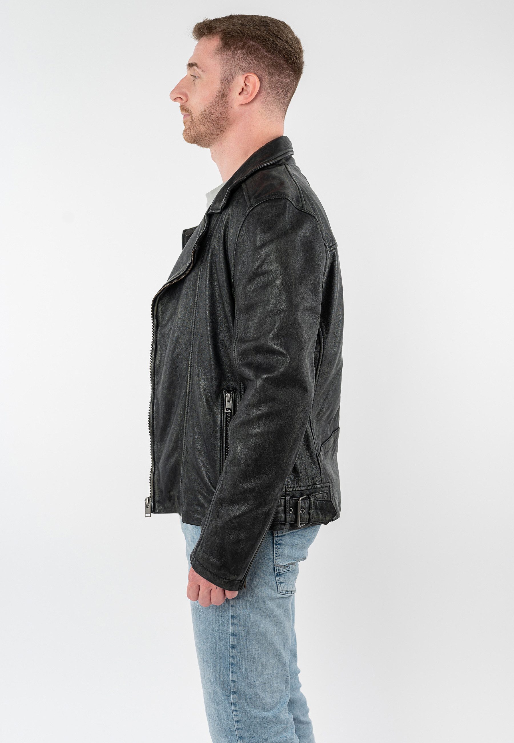 Mauritius Lederjacke MMLario mit Reverskragen, Slim Fit