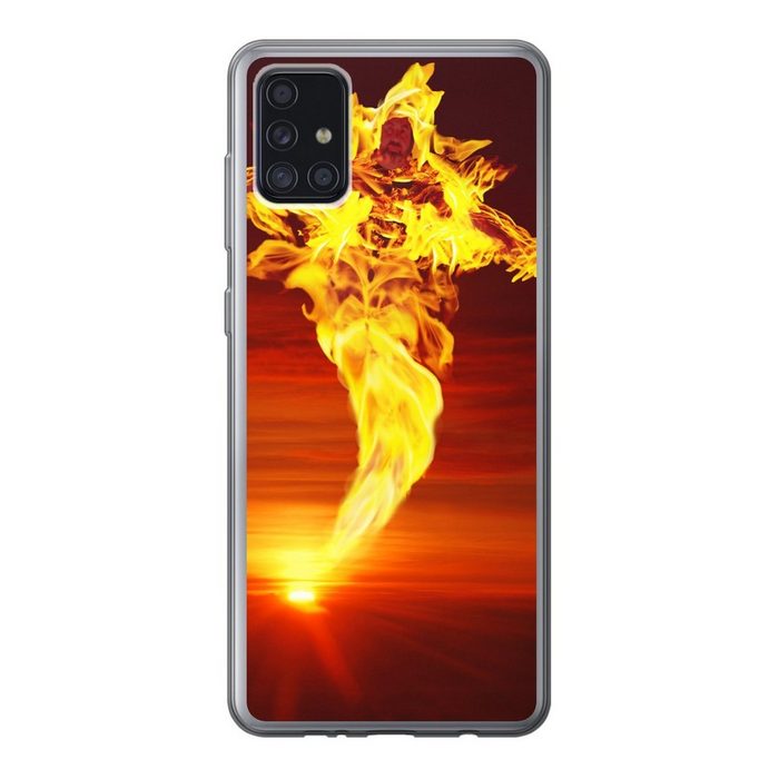 MuchoWow Handyhülle Eine große Flamme in Form eines Phönix Handyhülle Samsung Galaxy A52 5G Smartphone-Bumper Print Handy
