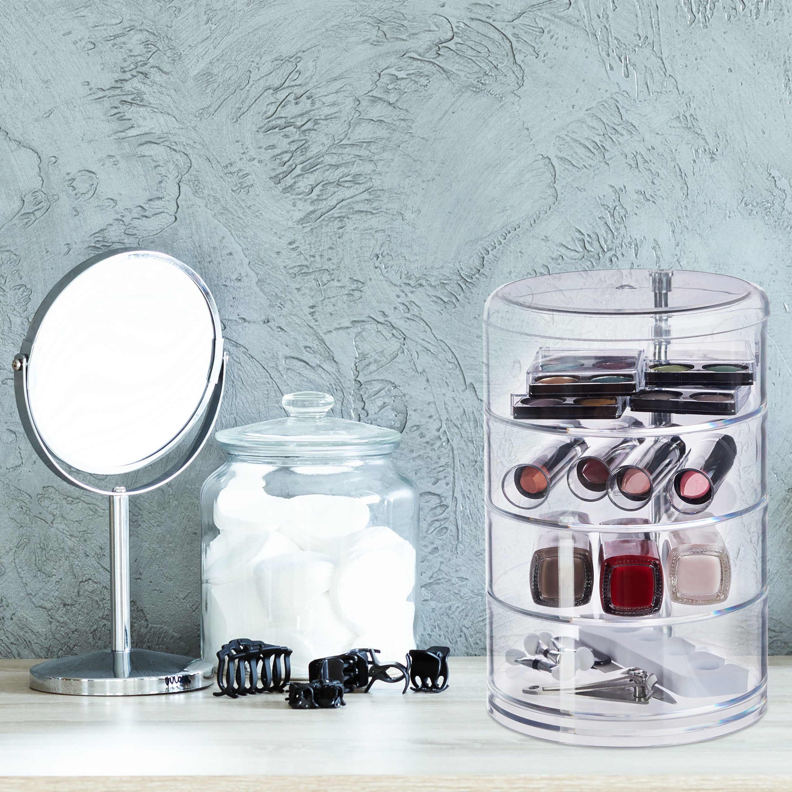 relaxdays Make-Up Organizer Kosmetikorganizer mit drehbaren Fächern