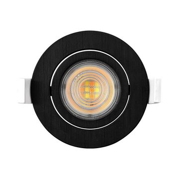 Mundotec LED Einbauleuchte 5w LED Einbaustrahler Einbauleuchte schwarz weiß, 5w, 400 Lumen, Warmweiß, 9x2,35cm, Schwarz, Lochmaß: 7cm, IP40, schwenkbar