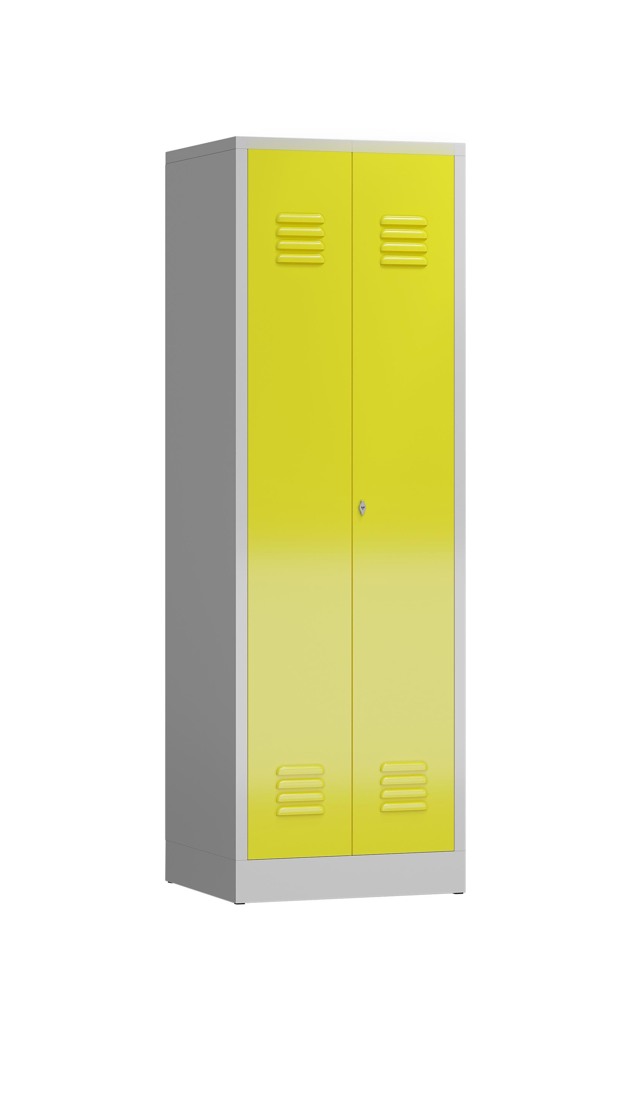 Türen: Korpus: 590 7035 Montage Mehrzweckschrank 1800 | x 1018 verschweißt montiert Lichtgrau keine / erforderlich RAL (1-St) lichtgrau mm 500 Steelboxx - Komplett 2 und Abteile, Gelbgrün Mehrzweckspind, x ClassiX