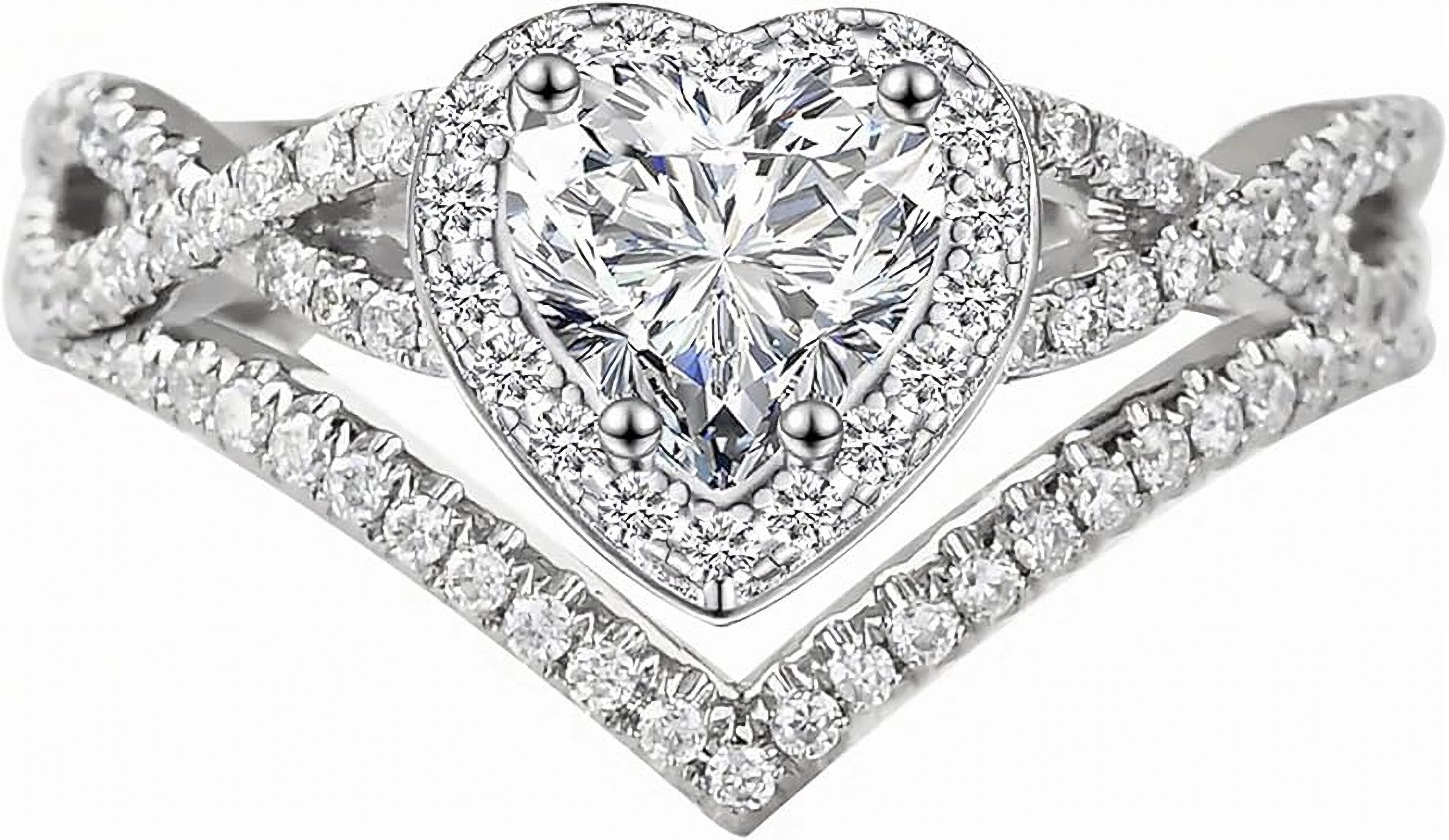 Jumpeak Verlobungsring 14K Gold , 1ct Herzförmiger Labordiamant,  Ehering, Kronenförmiger Diamantring, Jubiläumsring, Damenring im Herzschliff