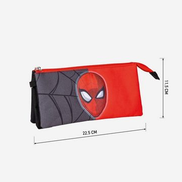 Spiderman Federtasche Spiderman Dreifaches Mehrzweck-Etui Rot 22,5 x 2 x 11,5 cm Schwarz