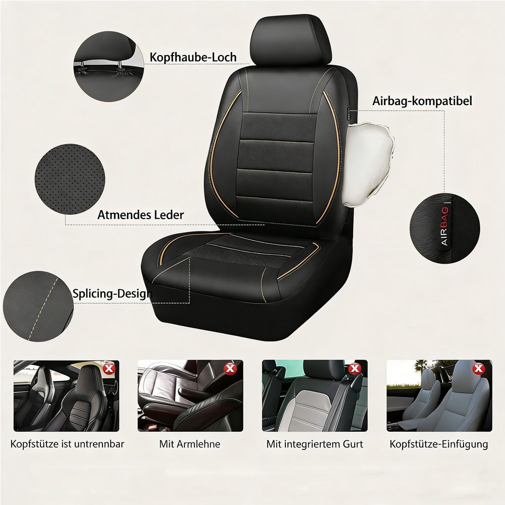 GarveeMore Autositzbezug Universal 9 Stück Autositzbedeckungen Vollständiges Set 5-Sitz