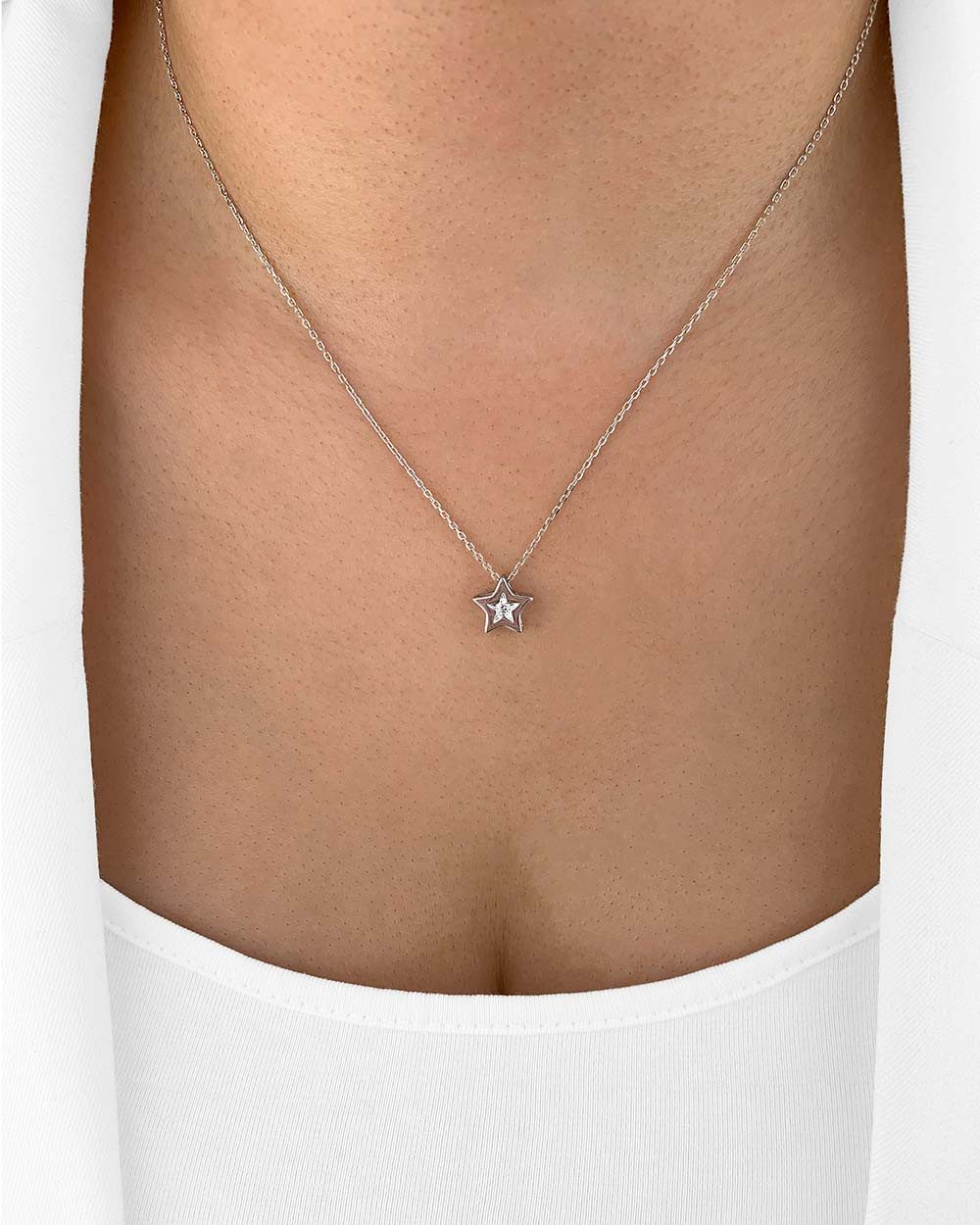 DANIEL CLIFFORD Kette mit Anhänger 'Astrid' Damen Halskette Silber 925 Stern Anhänger Kristall Sternkette (inkl. Verpackung), größenverstellbare Silberkette 45c – Bild 5 von 5