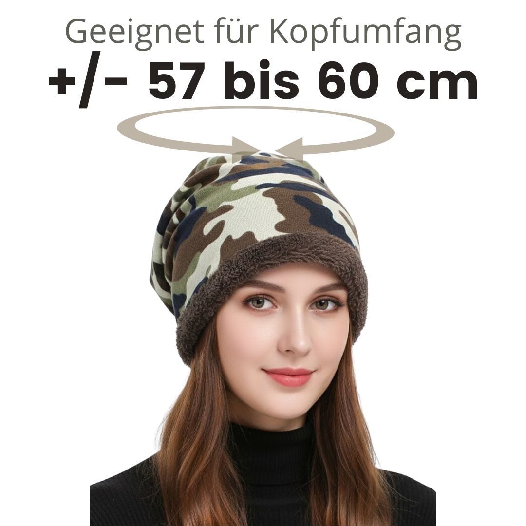 dy_mode Beanie Thermo Beanie in Camouflage Muster warme Wintermütze Unisex mit Innenfutter