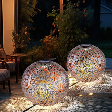 Globo LED Gartenleuchte, LED-Leuchtmittel fest verbaut, Solar Kugelleuchte Außen Solarkugelleuchte Garten, Dekor Stanzungen
