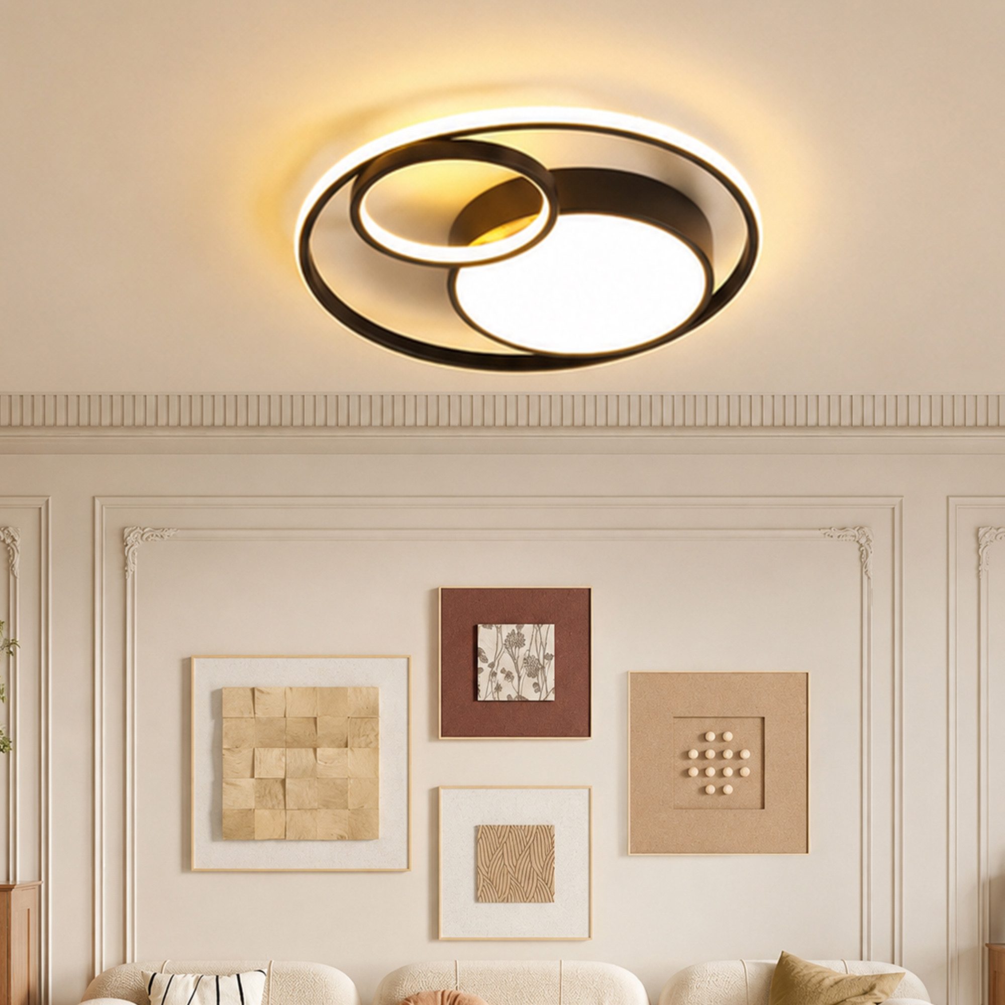 Fyrove Deckenleuchten Deckenlampe Wohnzimmer 40cm mit stufenlos dimmbarer Farbtemperatur, LED fest integriert, 48W 3000-6500k, Modern Runde Wohnzimmer Schlafzimmer Arbeitszimmer Esszimmer Dekoration Lampen, Mit Speicherfunktion.Lichtfarbe- und Helligkeit einstellbar