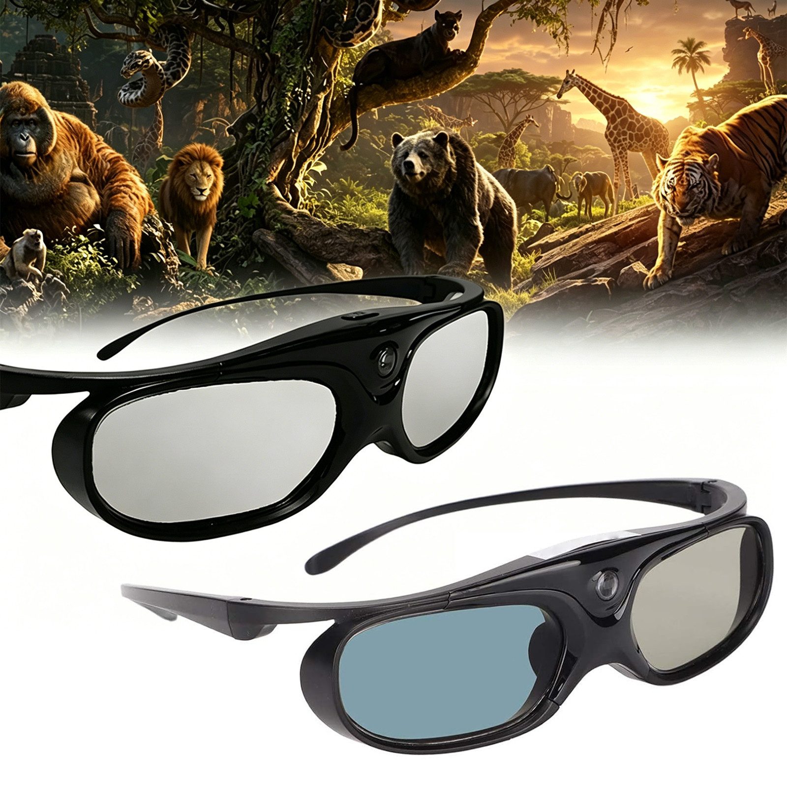 MOPUEA 3D-Brille 2tlg Aktive Shutterbrille kompatibel mit DLP 3D Beamer Faltbar USBAkku, Leicht faltbar mit bis zu 50 Std. Akkulaufzeit