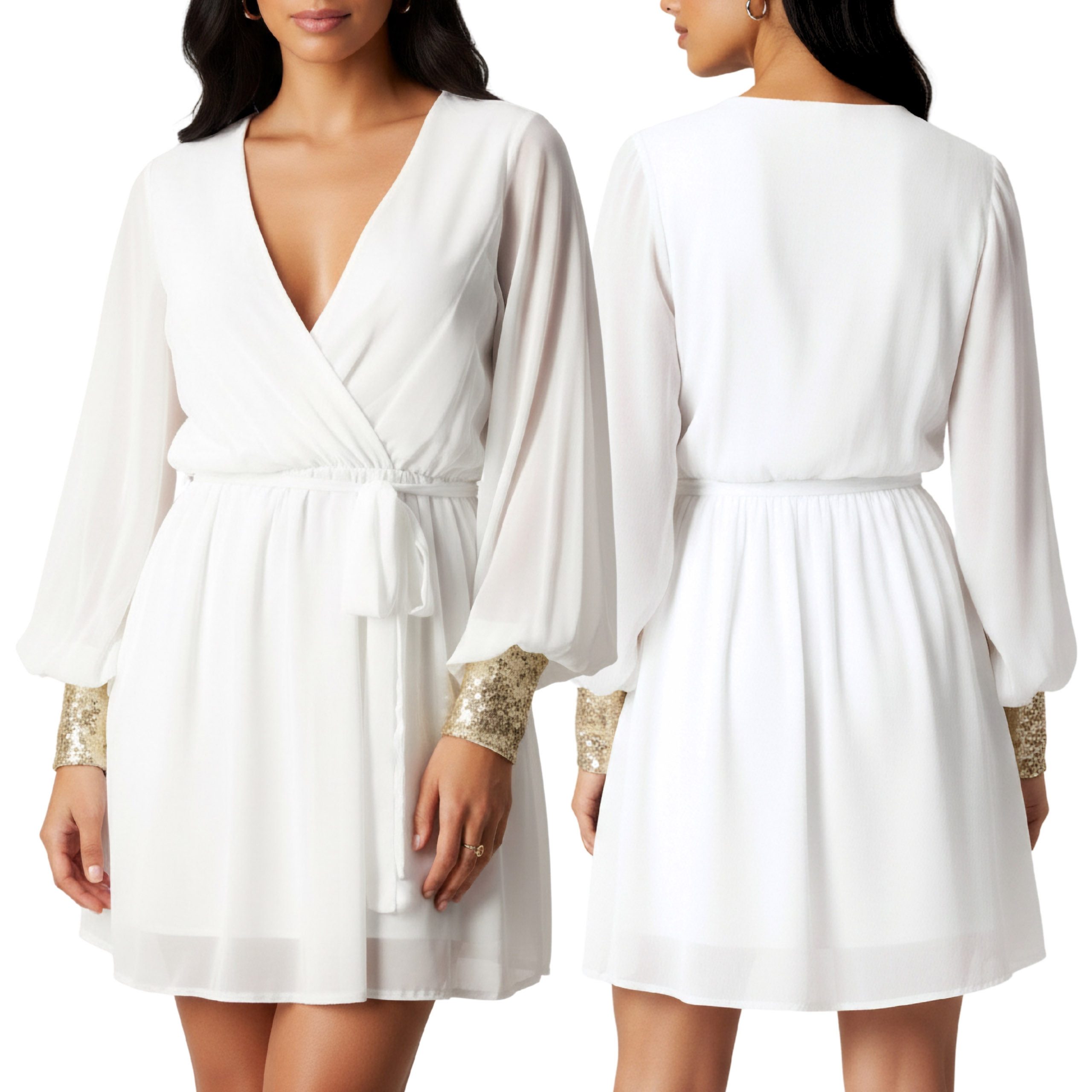 Sarcia.eu Chiffonkleid John Zack Weißes Chiffonkleid mit langen Ärmeln & go günstig online kaufen