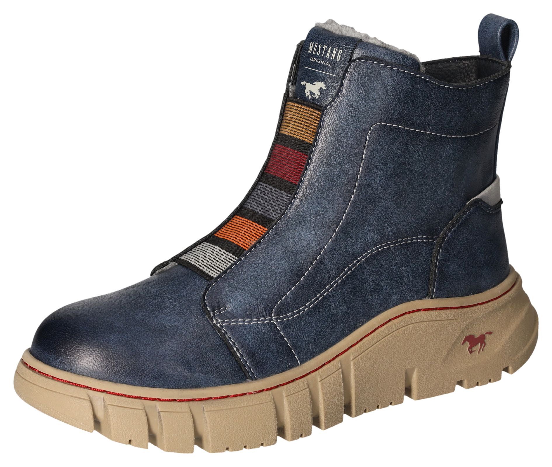 Mustang Shoes Winterboots, Stiefelette, Plateauboots mit Gummizug für guten Sitz