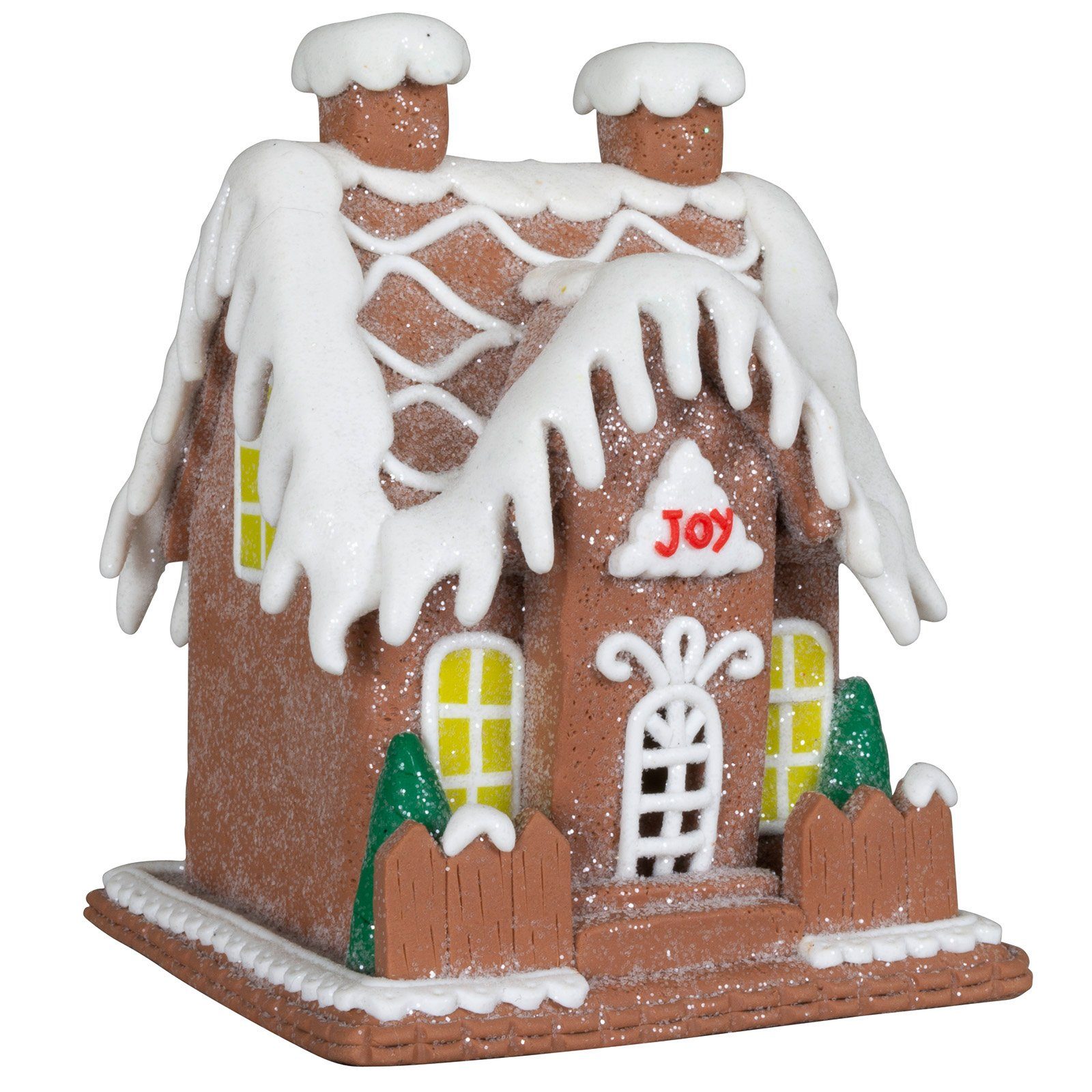 Christmas Paradise Weihnachtshaus weiß-braun Deko Lebkuchenhaus 13cm, Tischdekoration