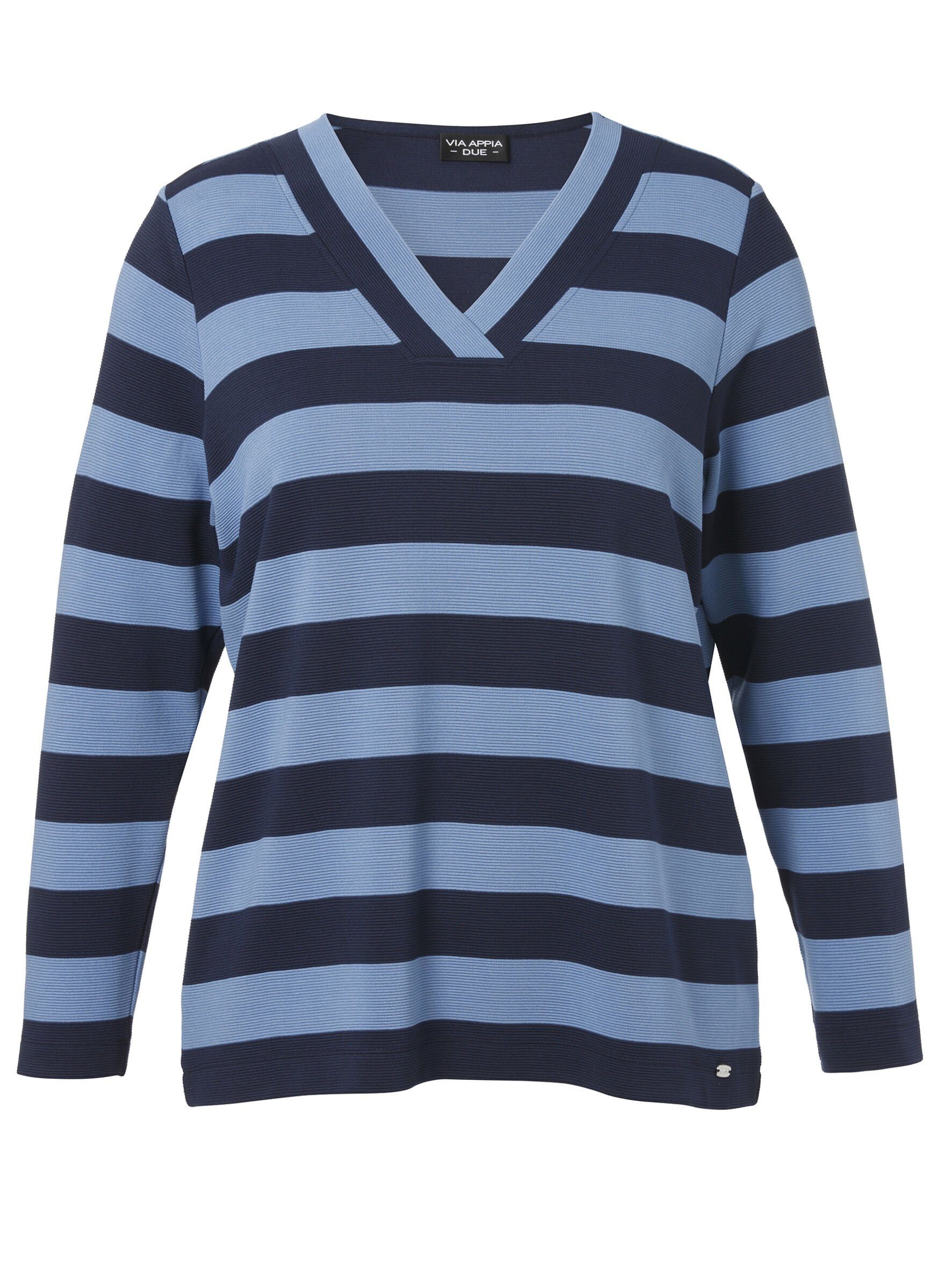 FRAPP V-Ausschnitt-Pullover mit Logo-Applikation indigo / bleu