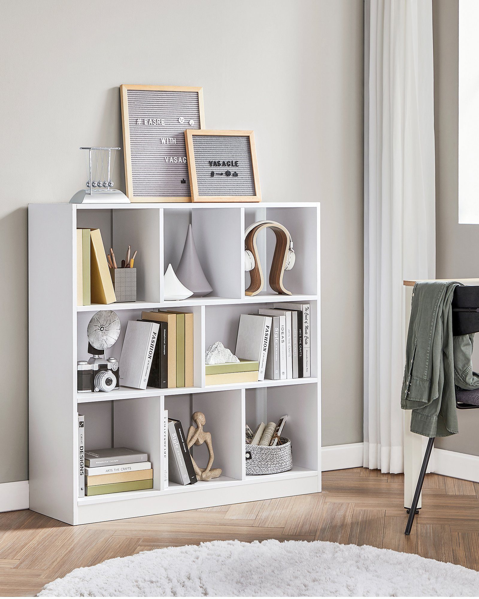 VASAGLE Bücherregal, Würfelregal, aus Holz, als Raumteiler,97,5 x 30 x 100 cm weiß | Bücherschränke