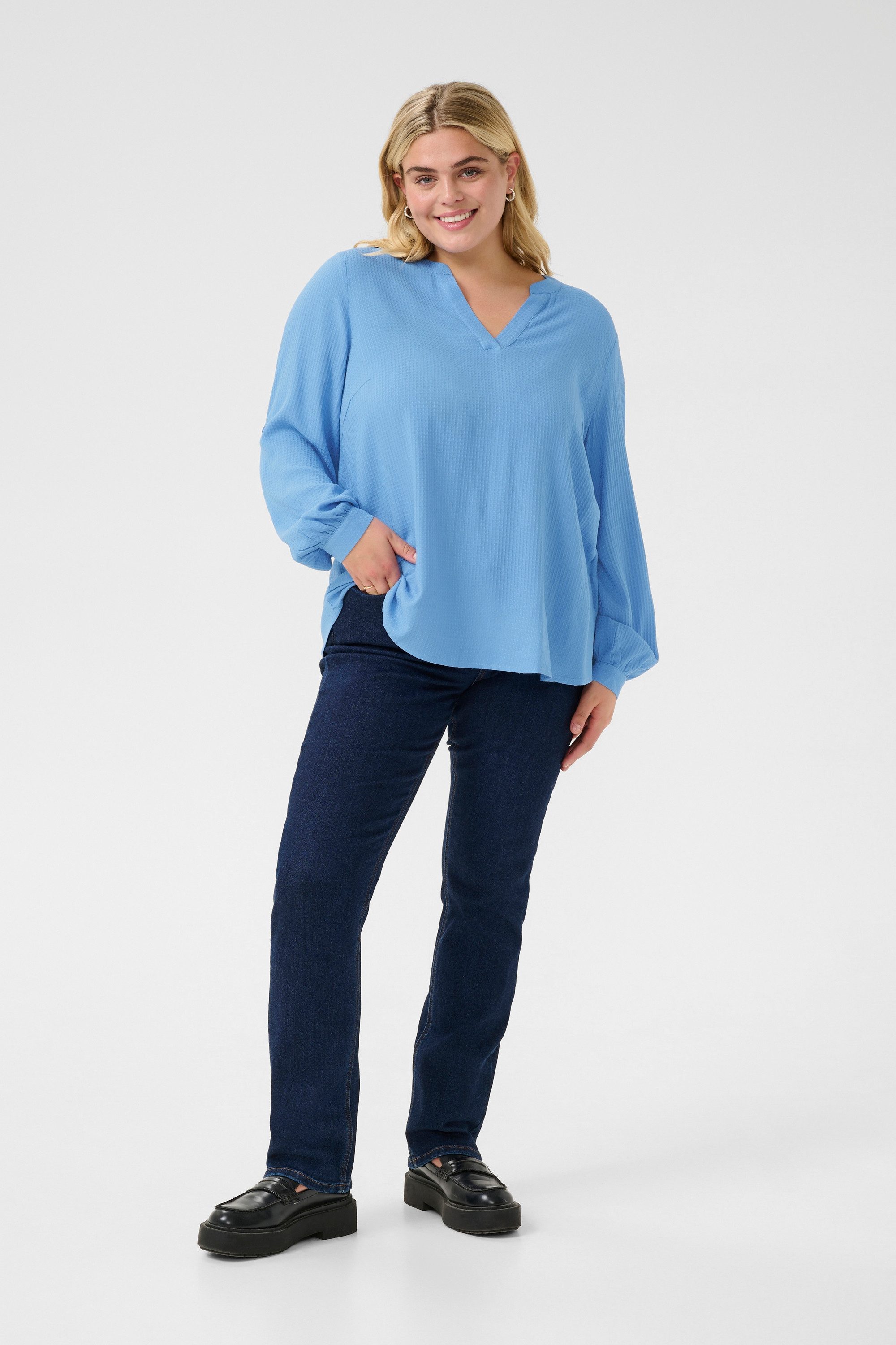 KAFFE Curve Langarmbluse Langarm-Bluse KCmolly Große Größen günstig online kaufen